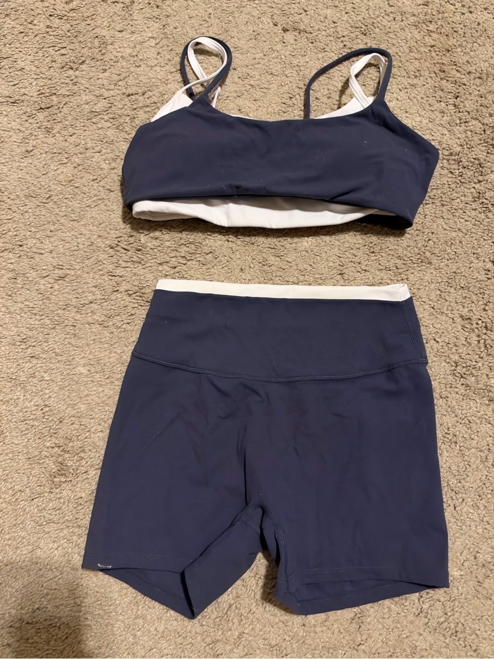 Gold hinge Women’s Navy and White sports bra & Shorts Set